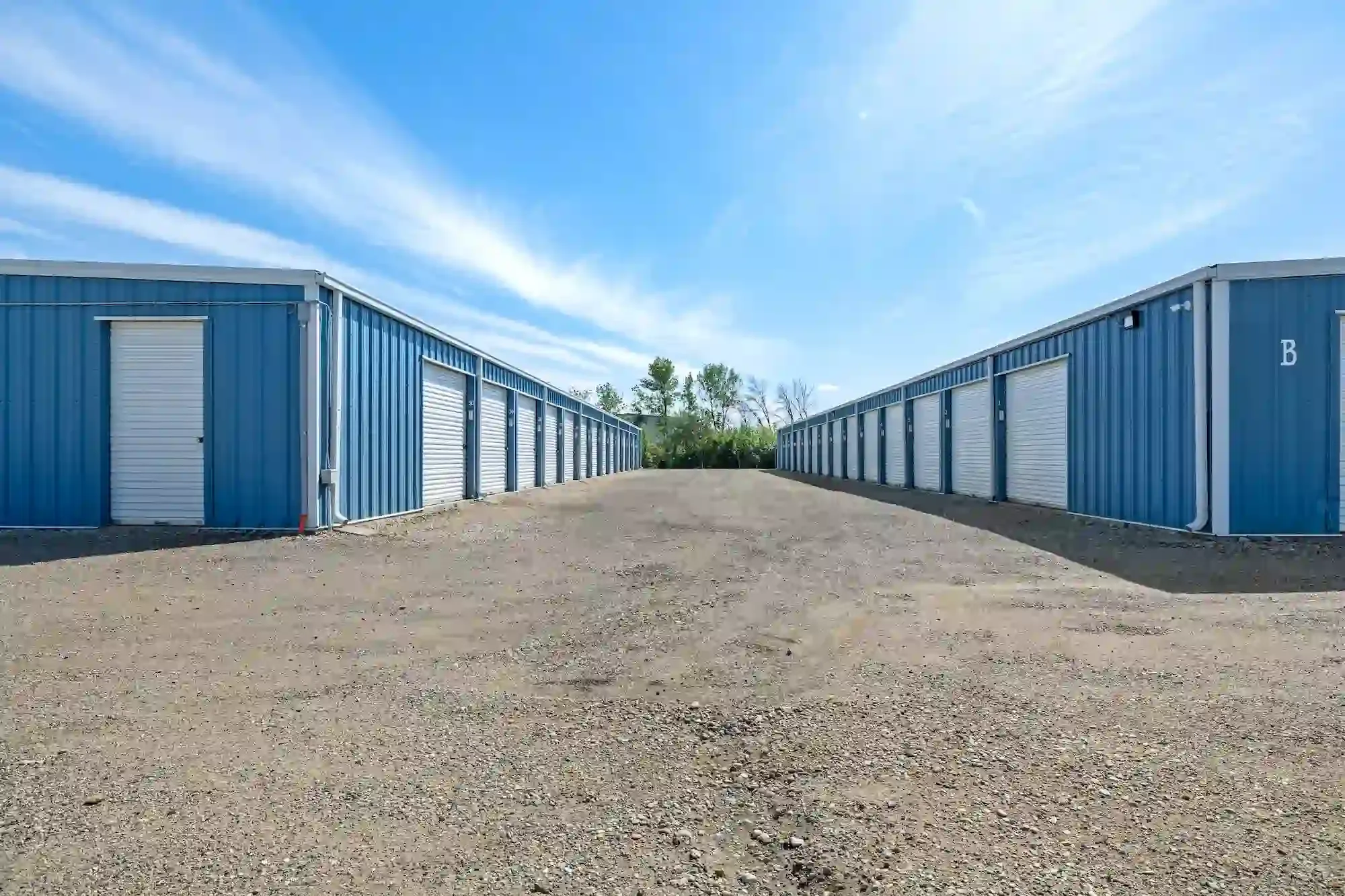 Aerial view of drive up units at KO Storage