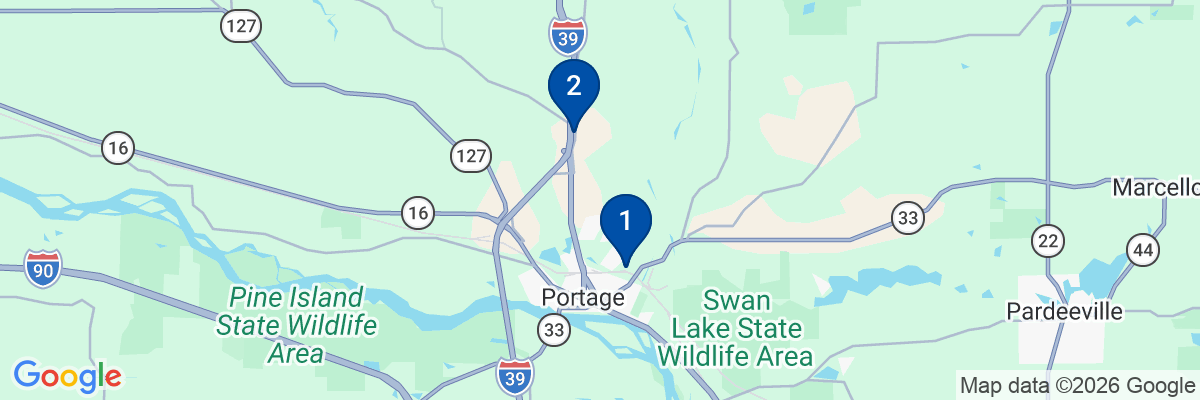 Map showing facility locations