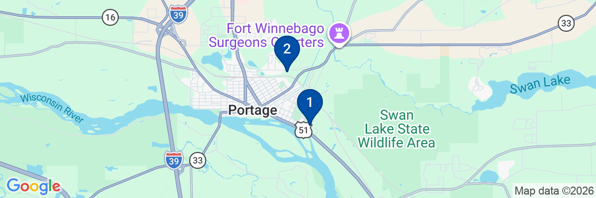 Map showing facility locations