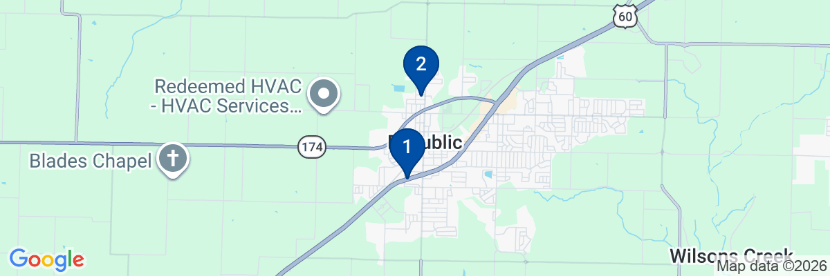 Map showing facility locations