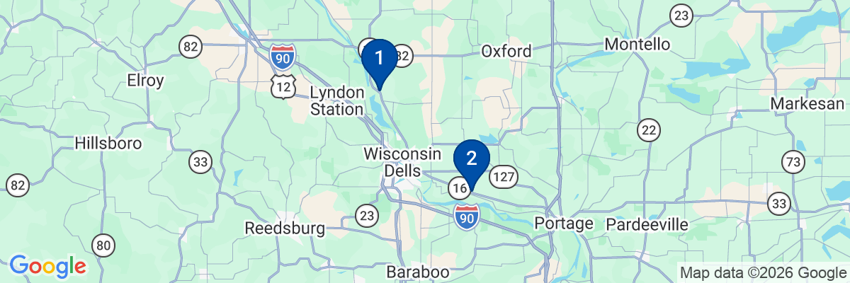 Map showing facility locations