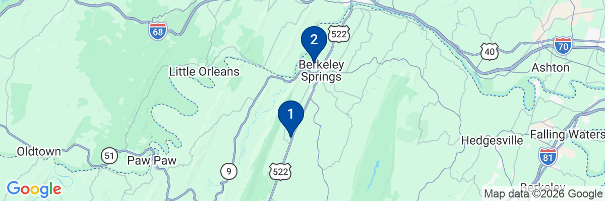 Map showing facility locations