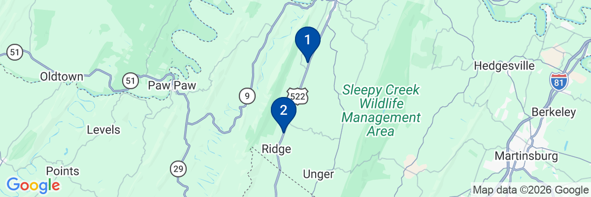 Map showing facility locations