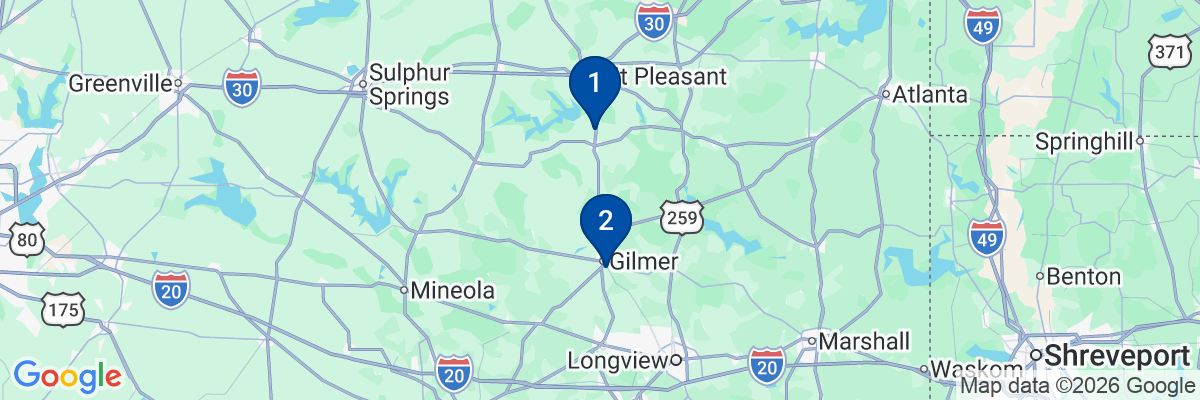 Map showing facility locations