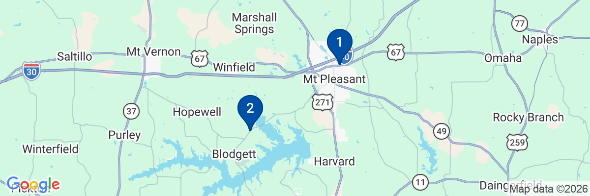 Map showing facility locations