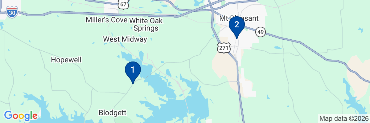 Map showing facility locations