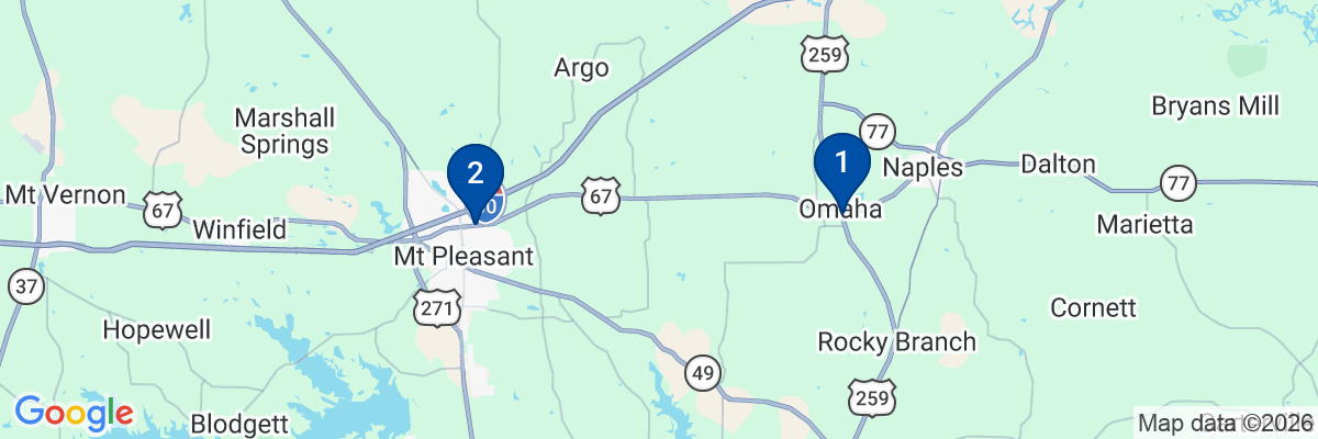 Map showing facility locations