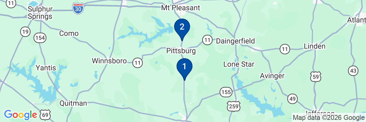 Map showing facility locations