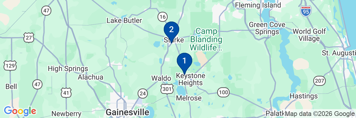 Map showing facility locations