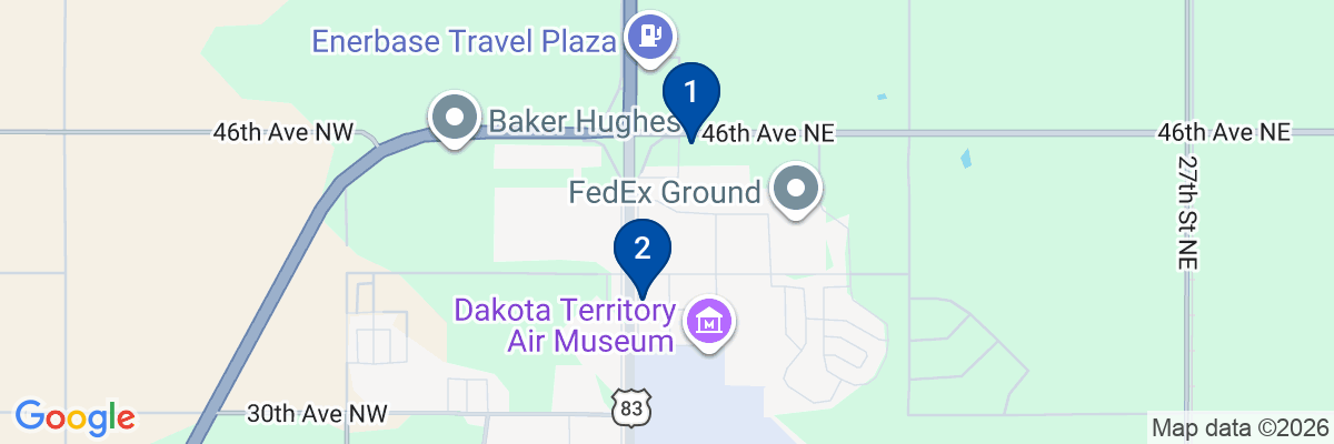 Map showing facility locations