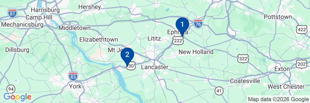 Map showing facility locations