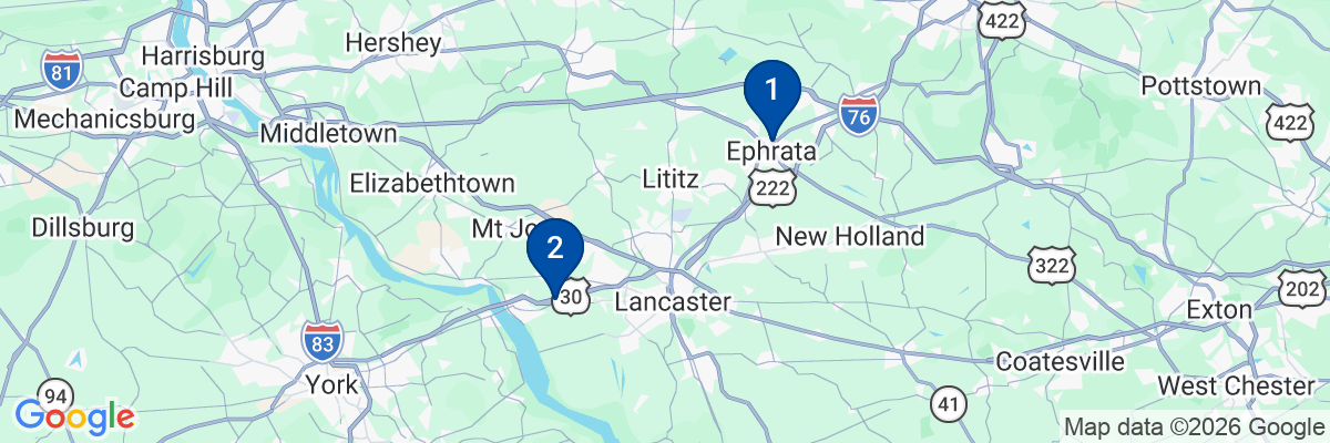 Map showing facility locations