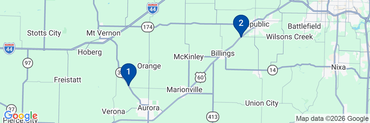 Map showing facility locations