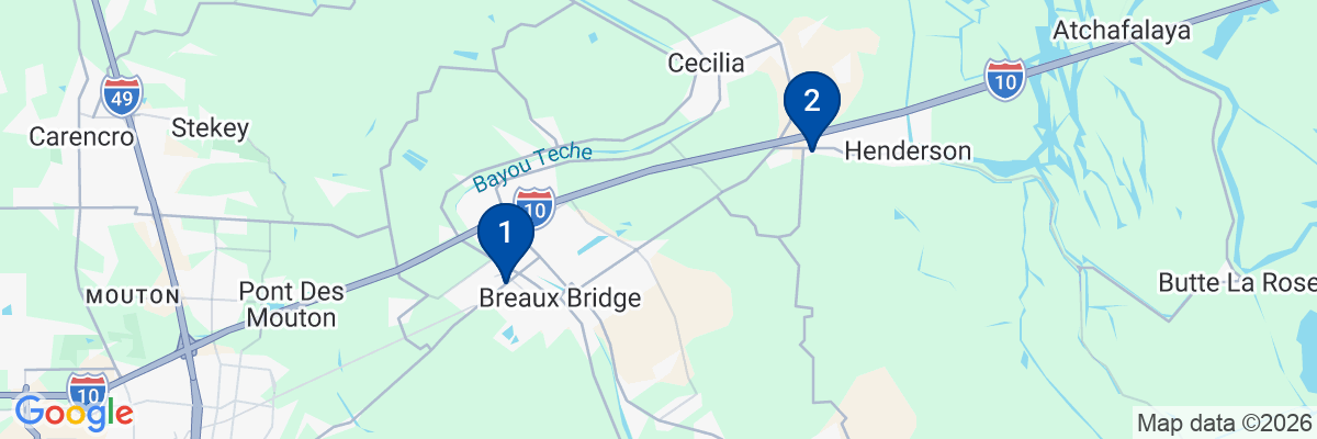 Map showing facility locations