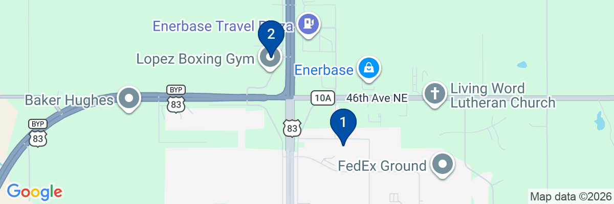Map showing facility locations