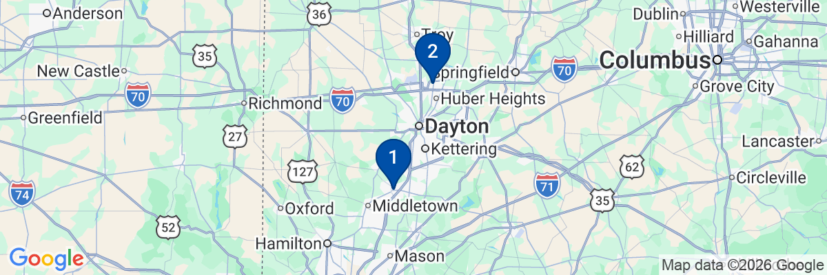 Map showing facility locations