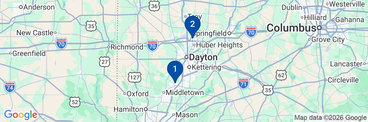 Map showing facility locations