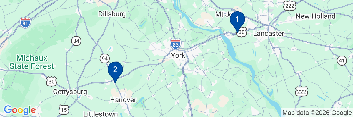 Map showing facility locations