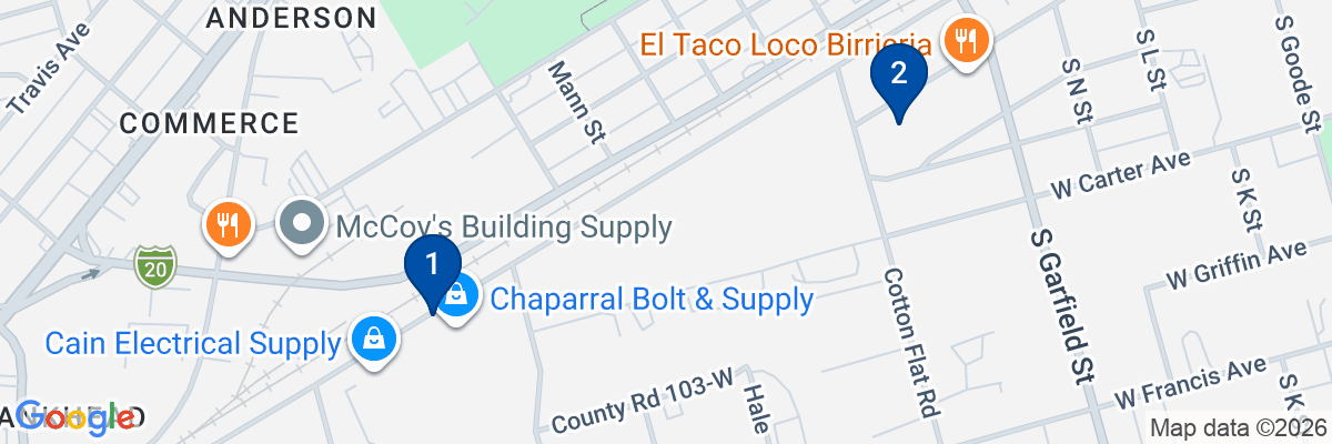 Map showing facility locations