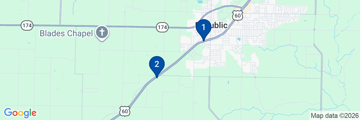 Map showing facility locations