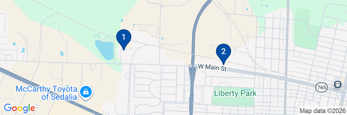 Map showing facility locations