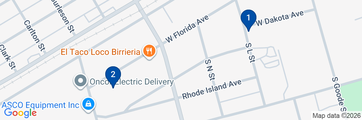 Map showing facility locations