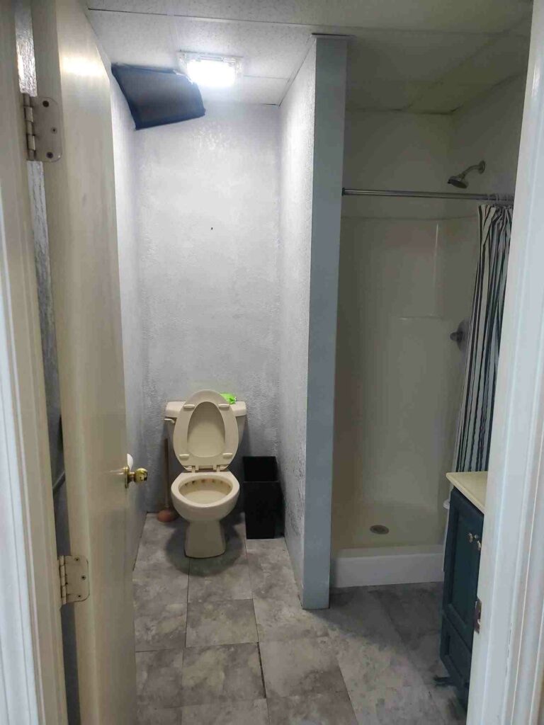 Restroom in commercial space at KO Storage in Granbury, TX.