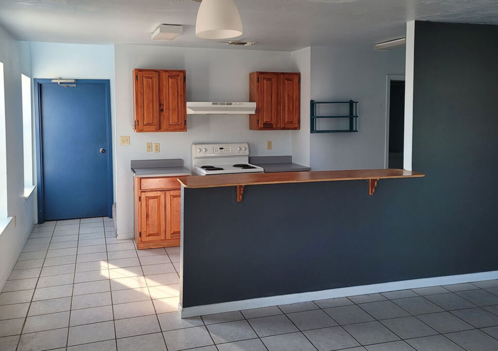 Kitchen in commercial space at KO Storage in Pleasanton, TX.